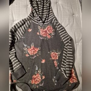 (2) Floral and Brown Striped Maurices Hoodies